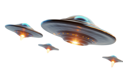 Alien spaceship, UFO, alien ship on transparent background