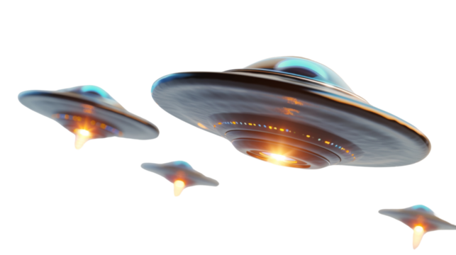 Alien spaceship, UFO, alien ship on transparent background