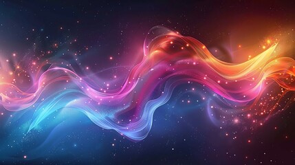 Glowing and smok blue and red waves on red, blue, black background, Generate AI.