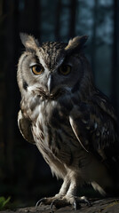 Fototapeta premium a owl that is sitting on a tree stump