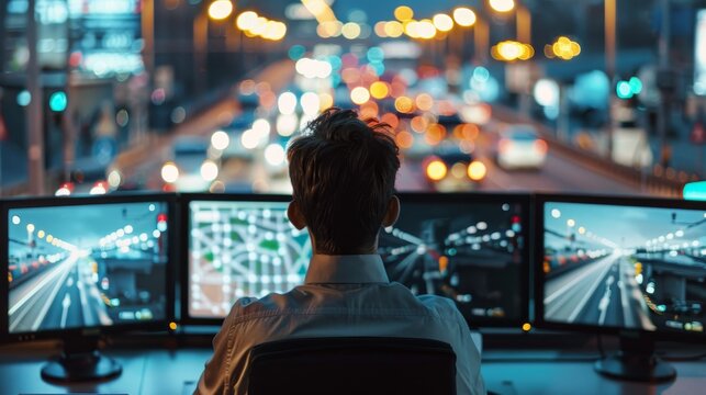 Command Center Monitoring Traffic Chaos with Precision and Efficiency