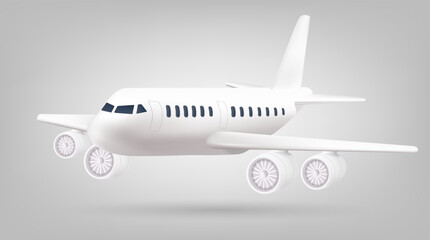 Airplane clipart  3d vector Gradient Mesh .illustration for children. Vector illustration of airplane take off isolated on white