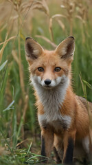 Fototapeta premium a fox that is standing in the grass