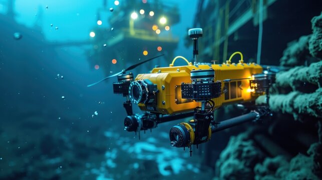 Underwater exploration vehicle navigating ocean depths