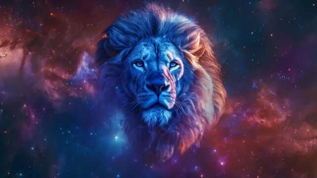 leo lion astrology zodiac sign stars and space Generative AI