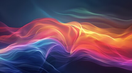 Obraz premium A colorful, abstract painting of a wave with a rainbow in the middle