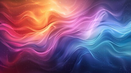 Obraz premium A colorful, abstract painting of a wave with a rainbow in the middle