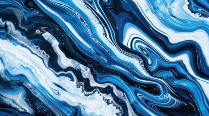 Fototapeta premium A blue and white swirl pattern with a lot of dots. The blue and white color scheme gives the impression of a calm and peaceful ocean. The dots in the pattern add a sense of movement and energy
