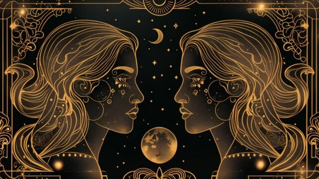 gemini twins gold astrology and zodiac sign Generative AI