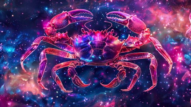 cancer crab astrology and zodiac sign with stars and glowing lights Generative AI