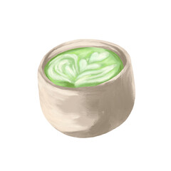 greentea latte menu painting illustration