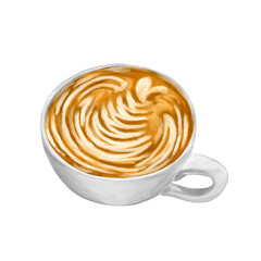 Cappuccino latte art menu illustration