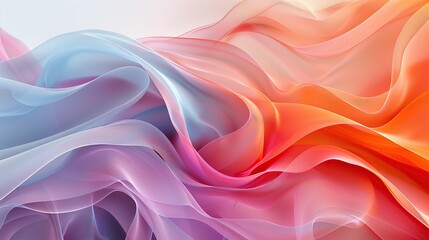 Fototapeta premium A colorful, flowing piece of fabric with a pink and orange hue. The image is abstract and has a sense of movement and fluidity