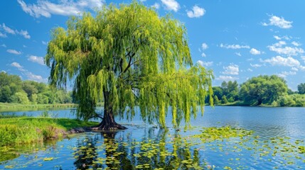 Obraz premium Willow Tree by the Lake 