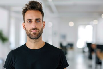 Obraz premium Confident Young Professional Man in Modern Office Setting