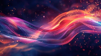 Glowing and smok blue and red waves on red, blue, black background, Generate AI.