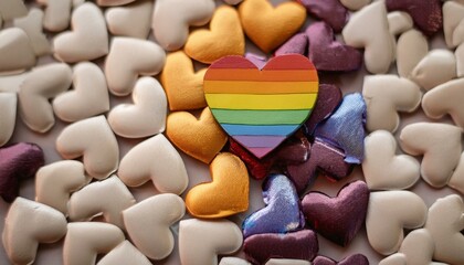 Pride lgbt rainbow gay love background heart lgbtq month flag. LGBT pride rainbow pattern protest discrimination respect support poster lgbtqia colors transgender couple planet concept imagination