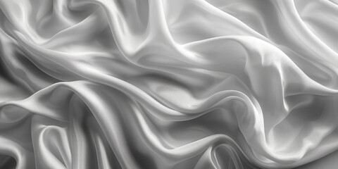 Obraz premium satin background White fabric Backdrop Pattern Abstract Texture Design Fashion Vintage Space Wave Color Luxury Wallpaper Beautiful Shape Curtain Textile 