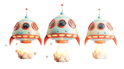 Naklejka premium Alien spaceship, UFO, alien ship on transparent background