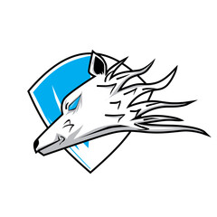 Wolf and shield Cartoon Mascot Vector Logo for you design