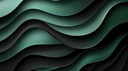 Obraz premium A green and black abstract painting with a wave pattern