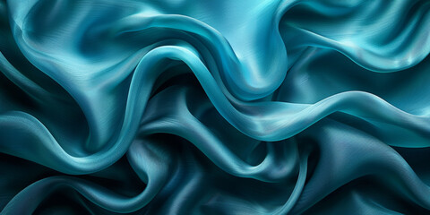 Obraz premium design your space copy background fabric turquoise beautiful folds wavy soft silk wave liquid background color teal elegant fabric satin silk green blue 