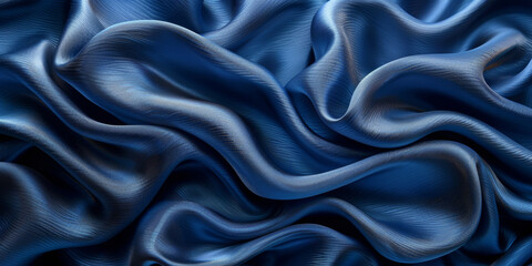 Obraz premium navy blue elegant abstract background silk satin fabric nice folds beautiful dark blue background wavy lines copy space 