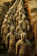 Obraz premium A group of soldiers in a line.