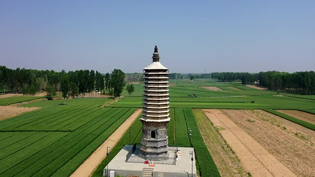  Aerial photo of Huangfu Temple Pagoda in Baoding City