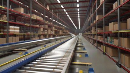 Efficient Warehouse Automation Dynamic Conveyor System in Action