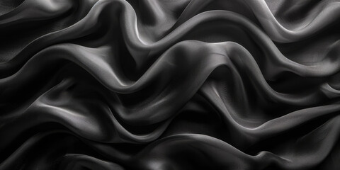 Fototapeta premium design your space copy background elegant black fabric folds soft beautiful background texture satin silk black background black abstract 