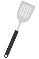 Flat illustration of kitchen spatula stainless steel isolated on white background.