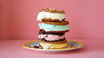 ice cream sandwiches stacked plate