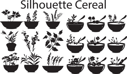 Cereal Versatile Black Silhouette Vector Series