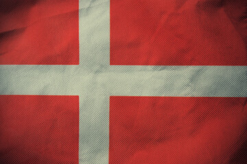 Fototapeta premium Denmark nation flag on crumpled fabric background , country flag