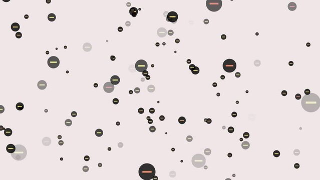 minus signs float horizontally from up to down. 
 Flying through a large number of mathematic symbols. 
 Futuristic battery charging blue indicator level low to full on white background.
