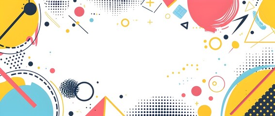 Obraz premium Vibrant Geometric Shapes and Patterns Forming a Colorful Abstract Print Border Design