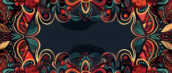 Vibrant Ornamental Border Design for Hispanic Heritage Month Mockup Background
