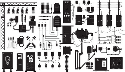 Electric line Tools  Shadowy Silhouette Vector Art Pack