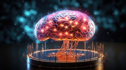 Futuristic Integration: Human Brain with Augmented Reality and Holographic Projections