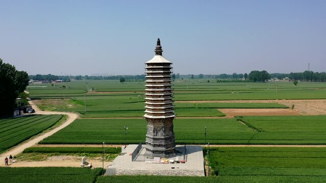  Aerial photo of Huangfu Temple Pagoda in Baoding City