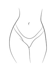woman bikini panties, black and white drawing