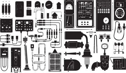 Electric line Tools  Shadowy Silhouette Vector Art Pack