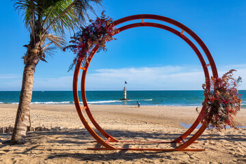 Decorative arch on the beach of the resort in La Gi, Binh Thuan, Vietnam