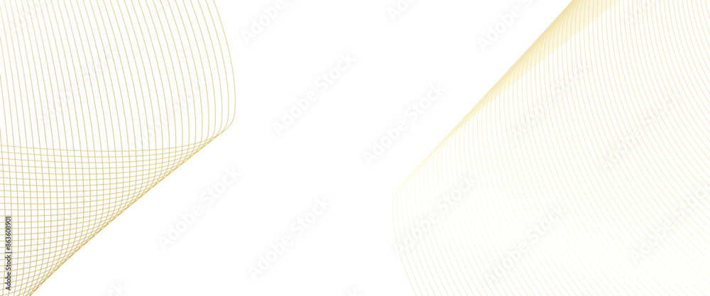 Poster vector gold wavy technology curve lines on transparent background with wave element for design, digi