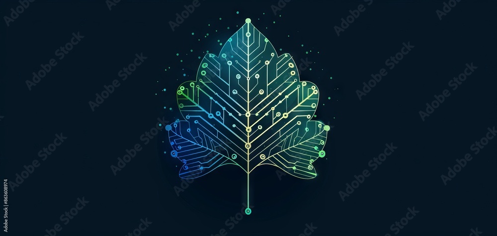 Poster a leaf with a bunch of wires coming out of it