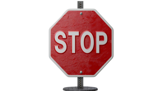 Isolated red STOP , Not Allowed stop sign, Prohibition sign or stop sign on transparent background