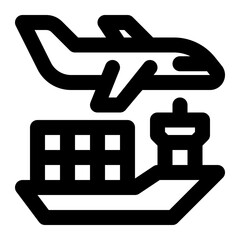 freight forwarding, freight forwarder, airplane, cargo ship, logistics, transportation outline icon
