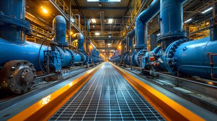 Naklejka premium Industrial Machinery in Modern Factory Setting. Generative ai