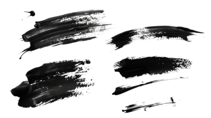 Grunge badge brush, hand drawn black color paint sticker on transparent background